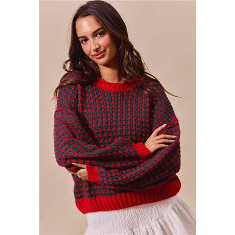 SO‎ ME Textured Two Tone Sweater